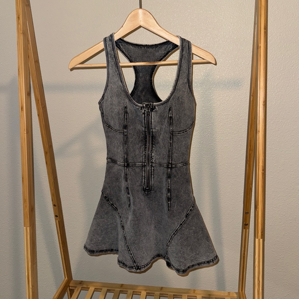 Gray Denim Sleeveless Tennis Dress